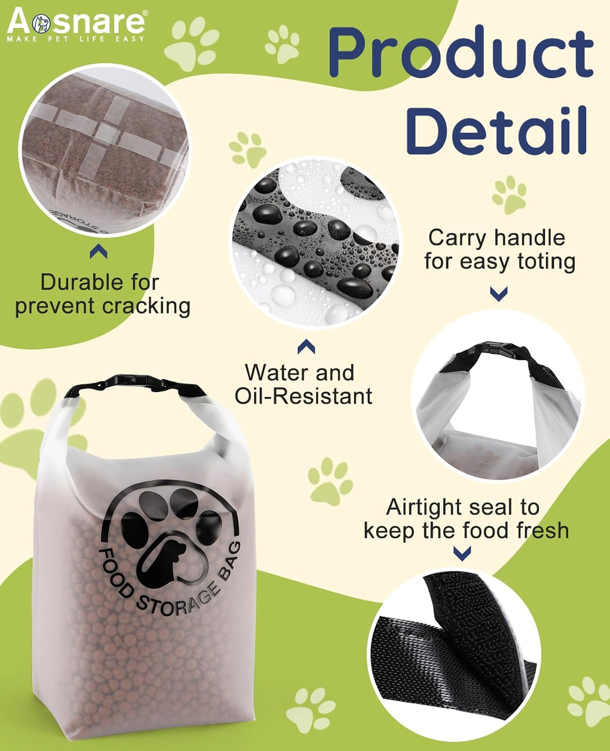 Compact Aosnare food storage bag for camping and outdoor trips