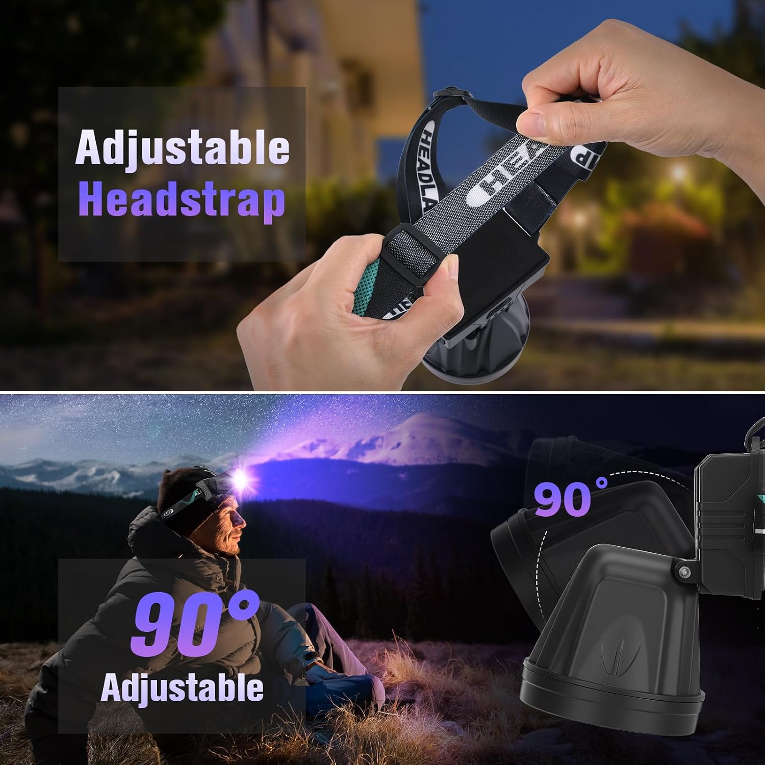 LUMENSHOOTER H1 hands free UV headlamp illuminating a carpet surface for stain detection.