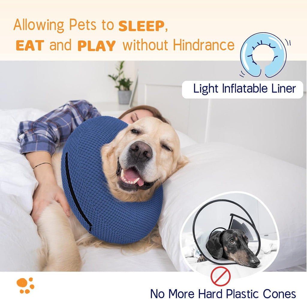Soft pet cone for medium dogs with removable plush 3D fabric cover