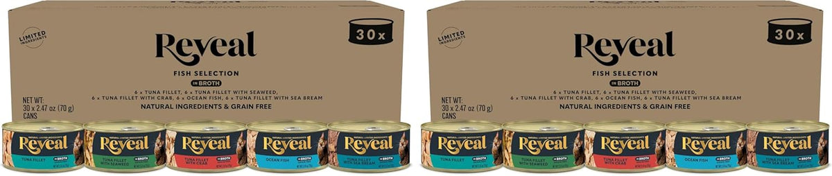 Reveal Fish Variety Pack Wet Cat Food in Broth 20-Pack, 5-Flavor, Protein, Limited Ingredient, Grain Free, Natural Canned Cat Food, No Fillers, No By-Products (20 x 2.47 oz Cans) - Image 9