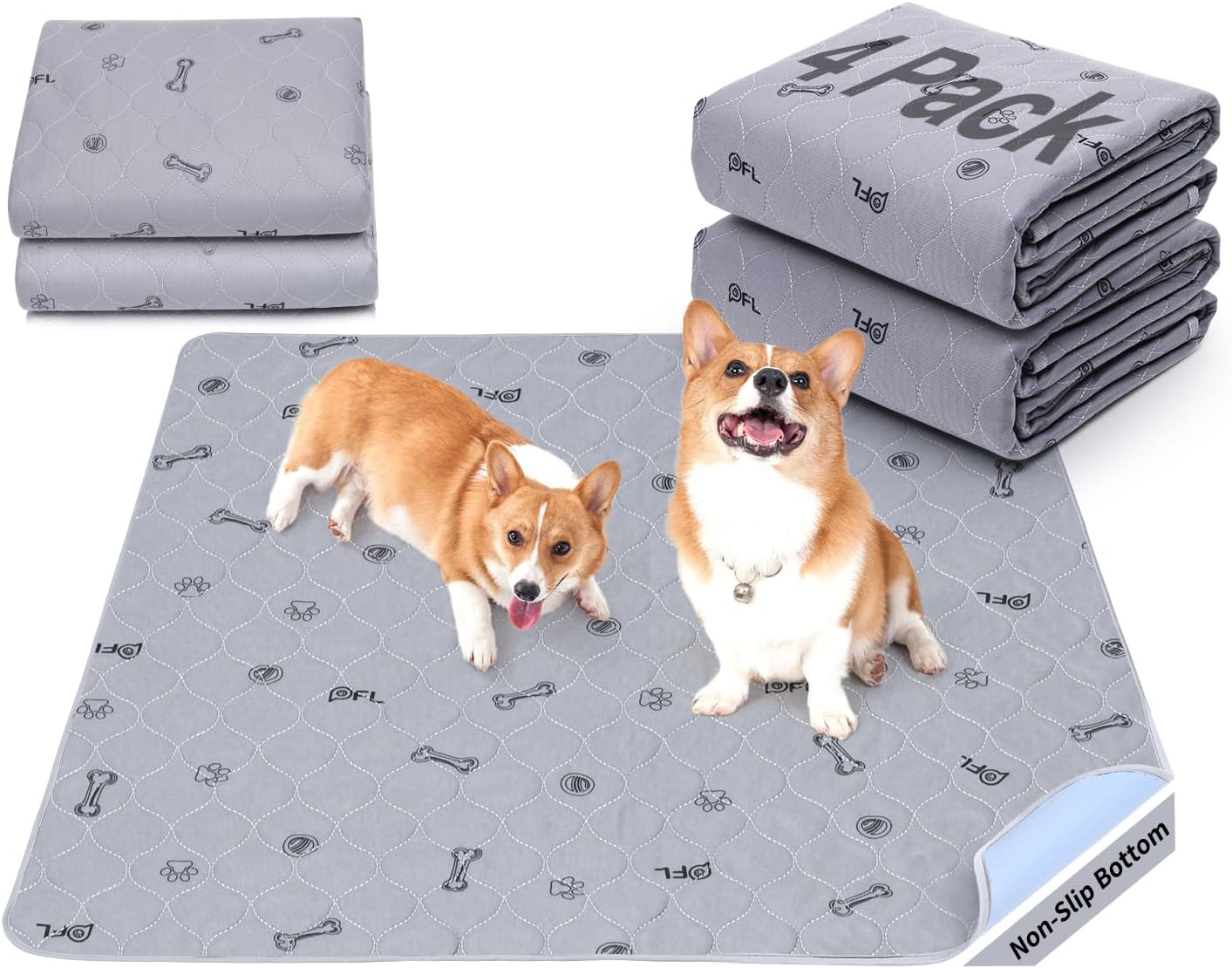 Washable Pee Pads for Dogs, 2Pack Puppy Pads Washable with Bone Print,Absorbent Reusable Whelping Pads Non-Slip Dog Mats for Floor Protector, Couch Cover, Crate, Potty Training 31x36 - Image 14