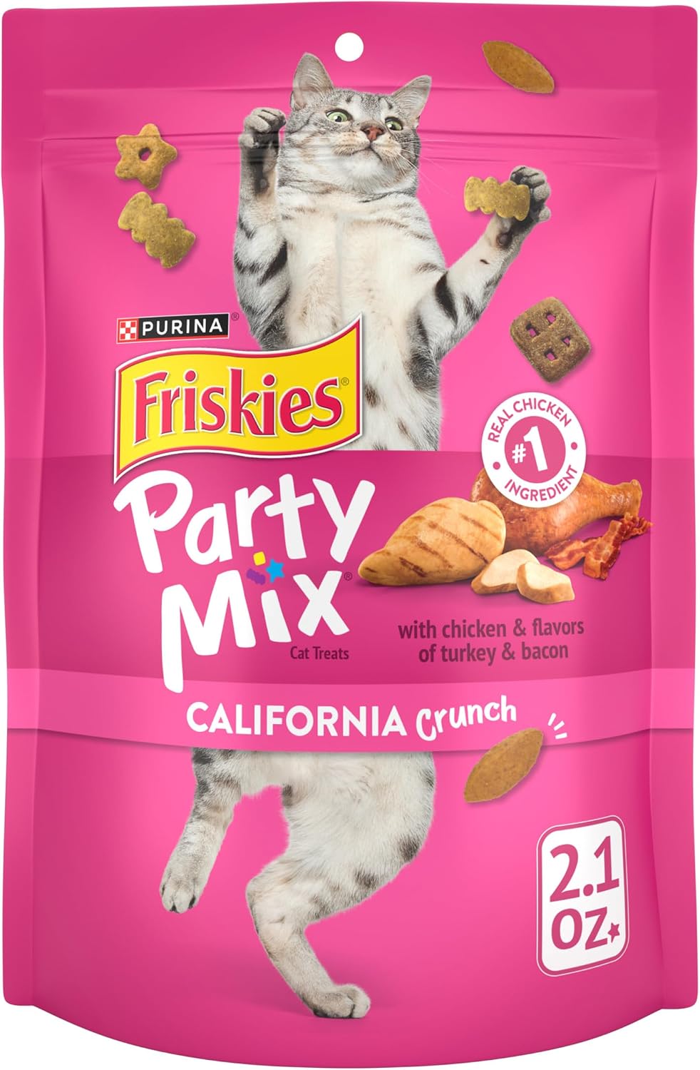 Purina Friskies Cat Treats, Party Mix California Crunch With Chicken - (Pack of 6) 6 oz. Pouches - Image 14
