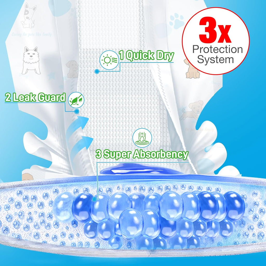 SkyLion disposable pet diapers illustrating the six second quick dry formula
