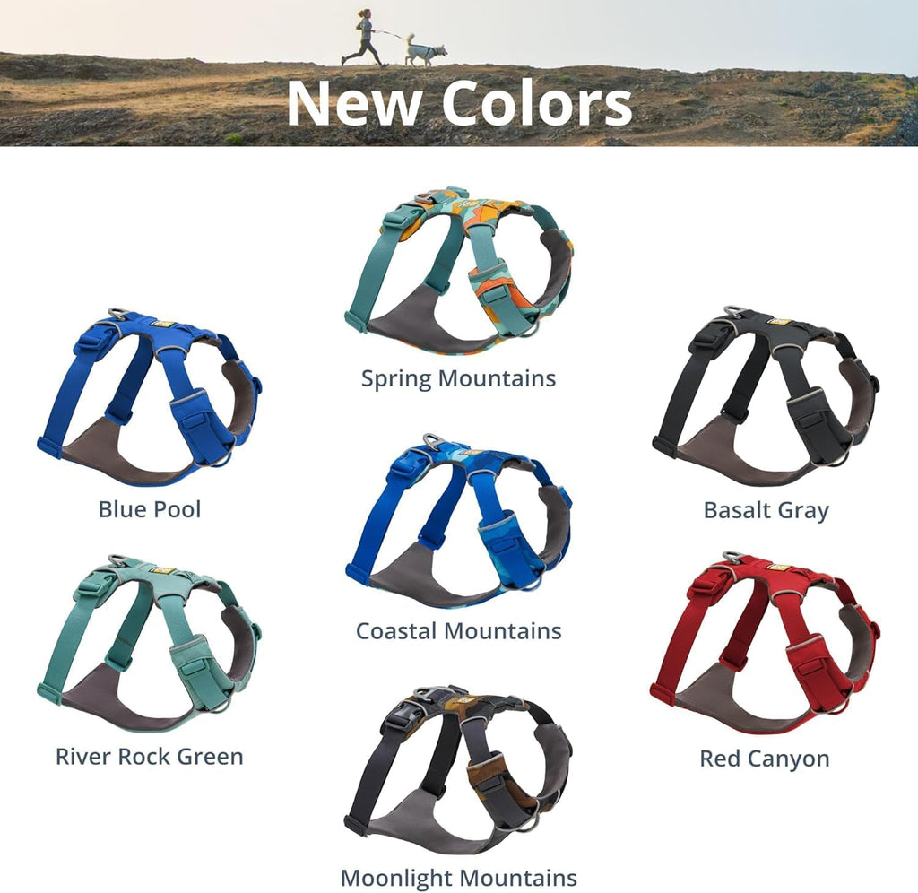 Reflective trim detail on Ruffwear Front Range dog harness