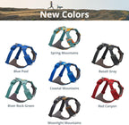 Reflective trim detail on Ruffwear Front Range dog harness
