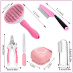 Pink and grey compact zippered storage bag holding the grooming tools