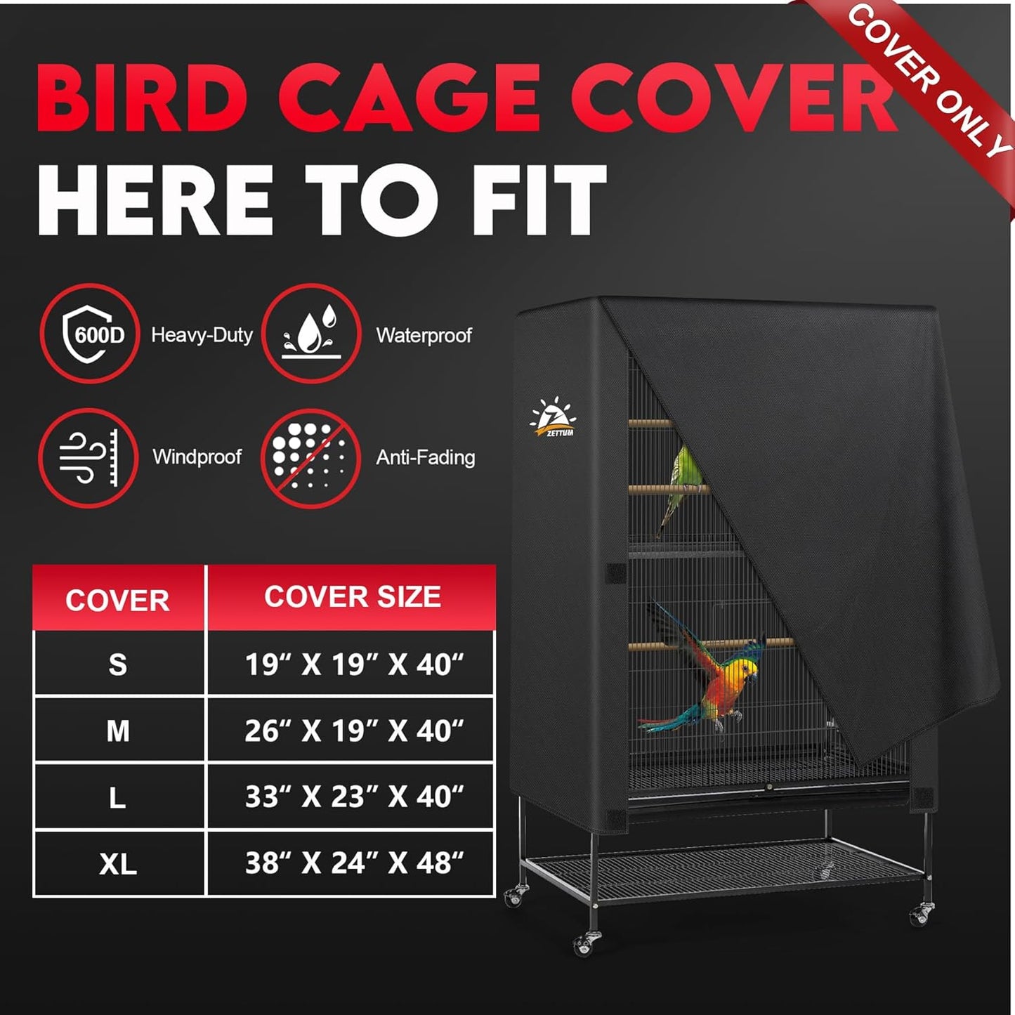 Zettum premium six hundred density blackout bird cage cover side panels