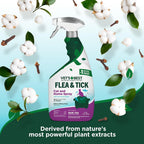 Vet's Best plant-powered feline pest management spray bottle highlighting home safe usage.