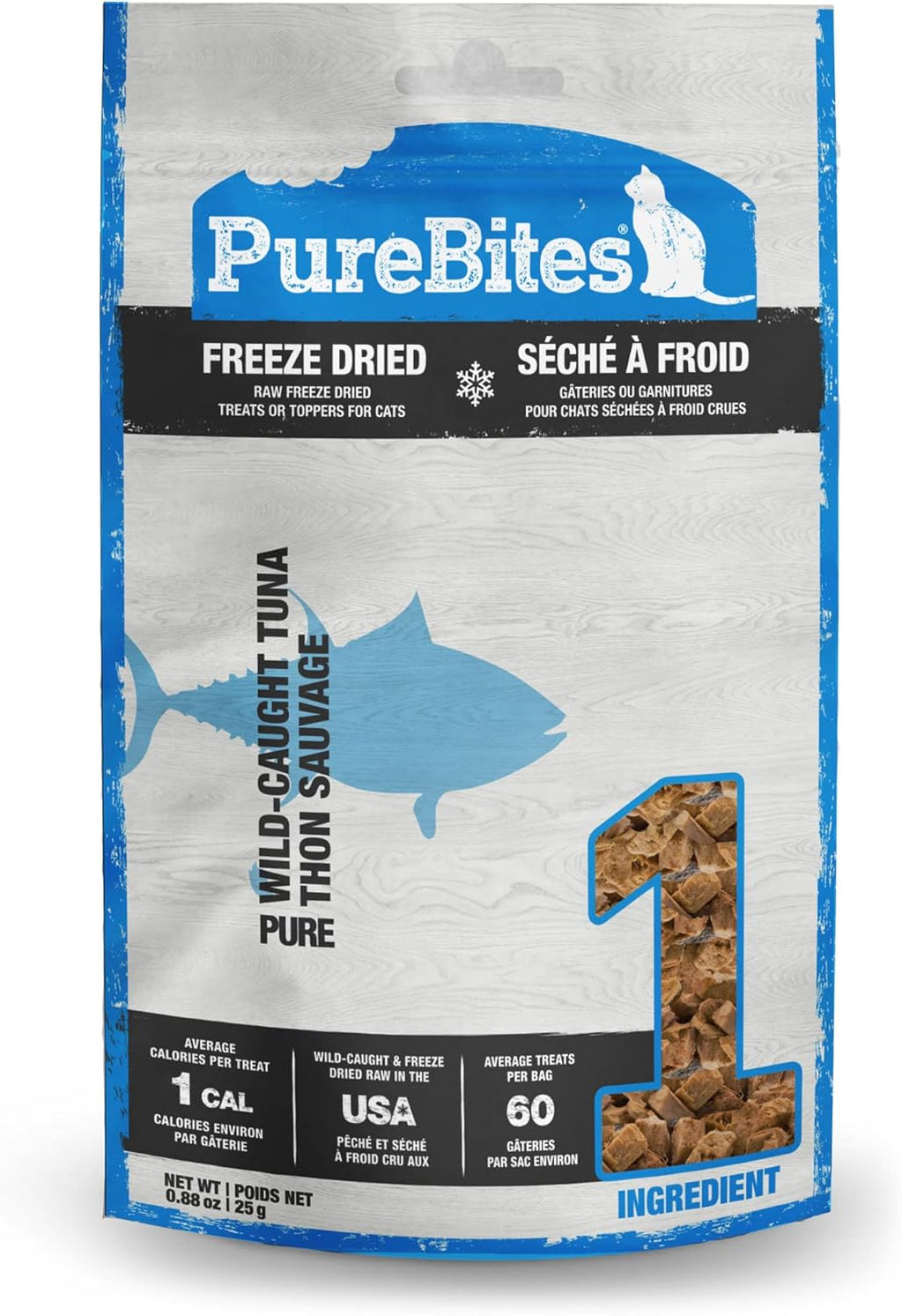 PureBites USA sourced freeze dried cat treats packaging details