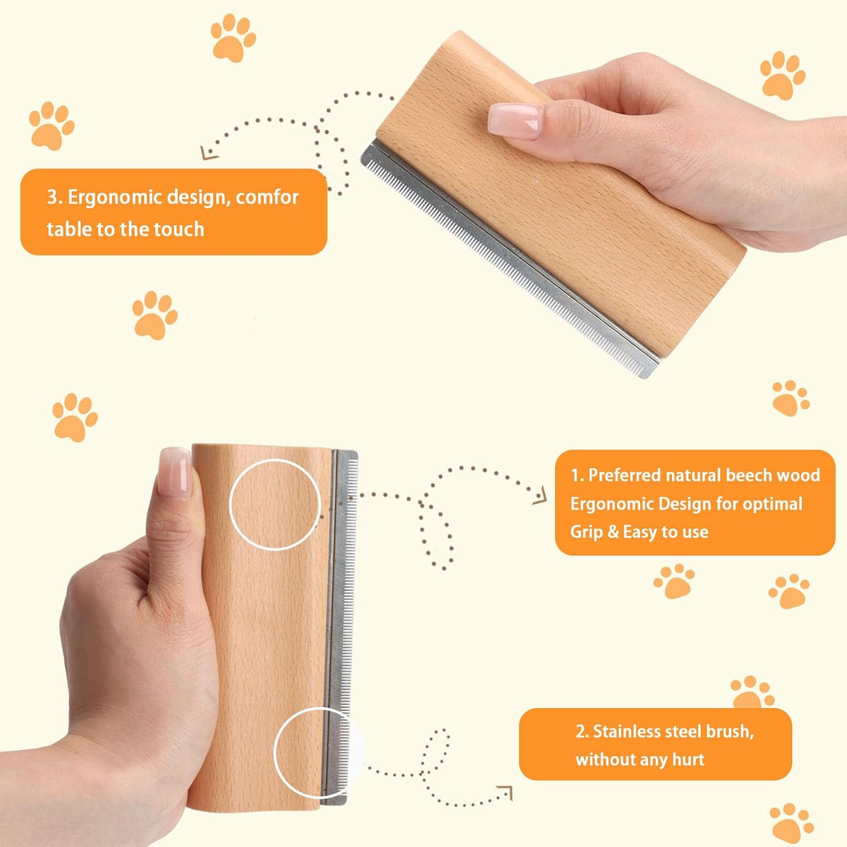 Side view of Pawaboo cat and dog hair removal comb