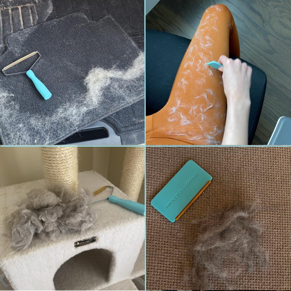 Uproot Cleaner Pro Pet Hair Remover & Mini - Pet Hair Removal Tool Multi Fabric Edge & Carpet Scraper - Cat for Couch, Cat Towers, Car Detailing The Furry-Situation Survival Kit - Image 9
