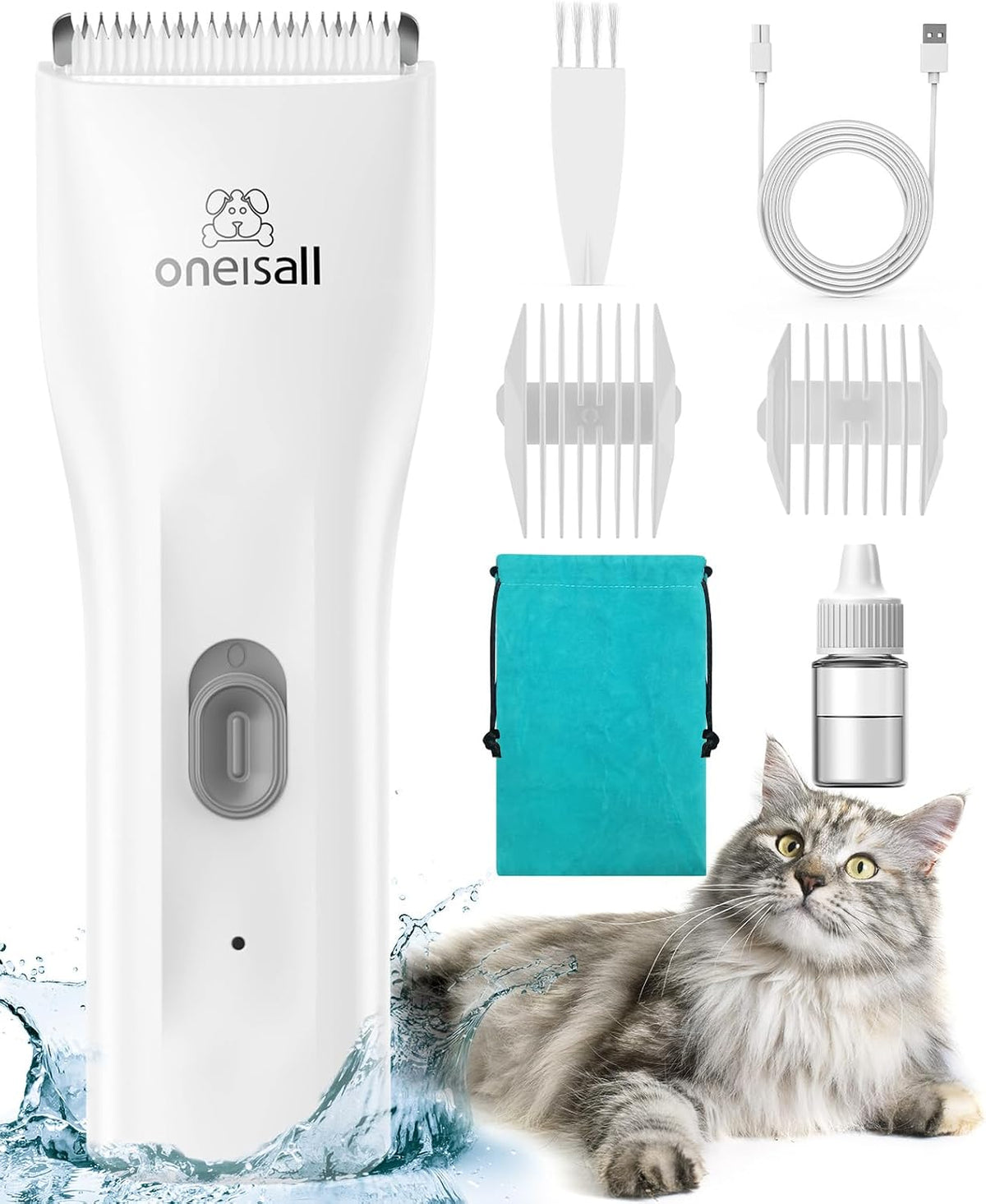 oneisall Pet Clipper for Cat Matted Hair, Pet Shaver for Cats Quiet Pet Clippers Waterproof Cordless Cat Clippers for Matted Long Hair with Storage Bag (Green) - Image 10