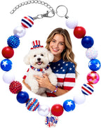 4th of July Dog Beaded Necklace with Interchangeable Charms, Patriotic Red White Blue Pet Necklace, Adjustable Dog Jewelry for Small Medium Large Dogs (Red, XL) - Image 11