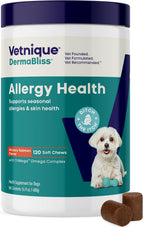 Vetnique DermaBliss Vet-Formulated Dog Allergy Chews for Seasonal Itch Relief, Skin, Coat & Gut Health, Omega 3 + Probiotic Anti-Itch Soft Chew Supplement for Dogs (60ct, Regular Strength Chews) - Image 14
