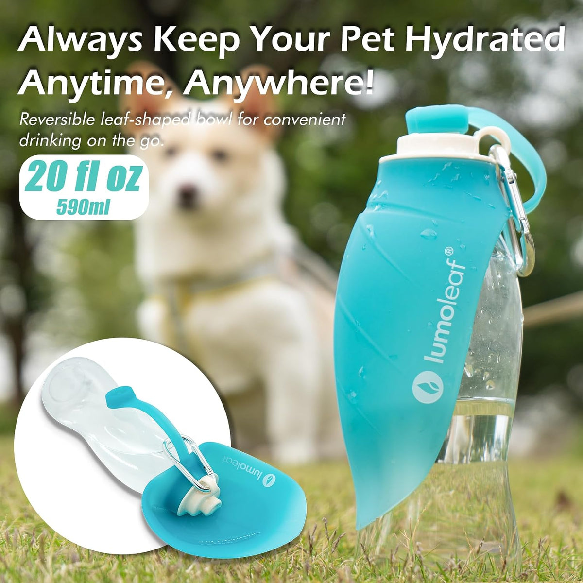 Close up of the BPA free food grade silicone leaf on the LumoLeaf bottle