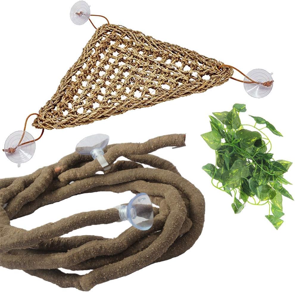 Pinvnby Bearded Dragon Hammock and climbing vine set front view