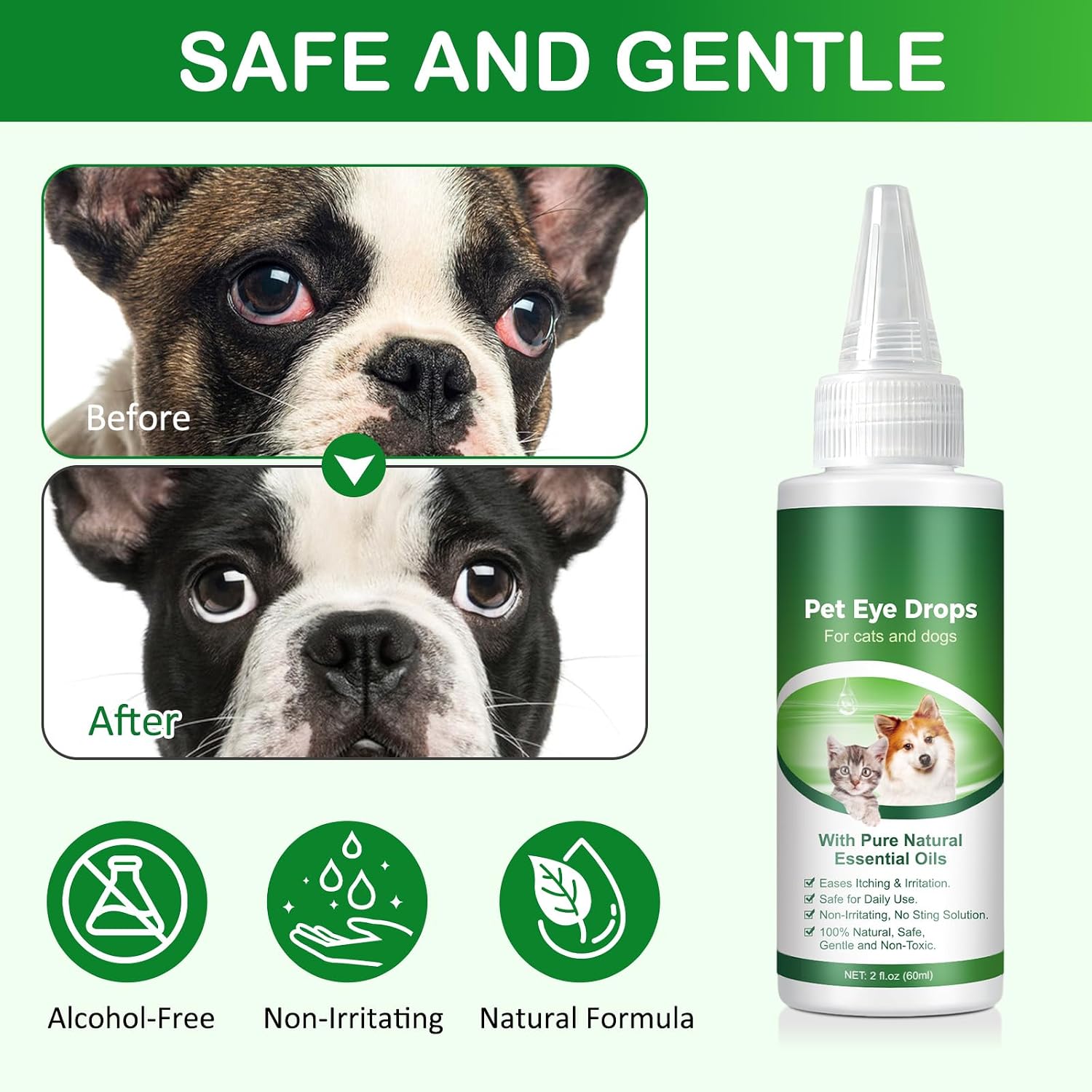 VOSIFSDIY dog eye infection treatment drops for itching and irritation.