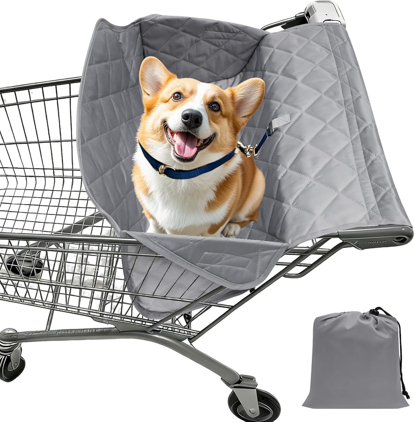 Avvkfcmn portable dog shopping cart cover front view gray