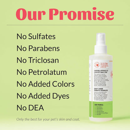 Lifestyle shot of Skout's Honor pet deodorizer with coconut accents