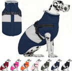 AOFITEE waterproof dog coat navy blue front view