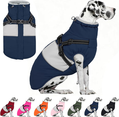 AOFITEE waterproof dog coat navy blue front view