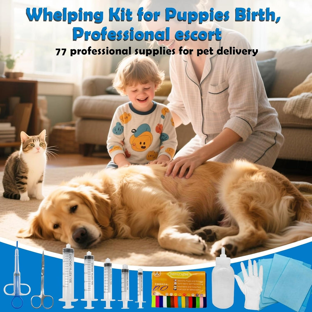 Whelping Kit for Puppies Birth - Reusable Birthing with 77Piece,Birthing Essentials with Emergency Whelping Supplies,Kitten Bottle Feeding kit for New Born Puppy Supplies and Kitten - Image 9
