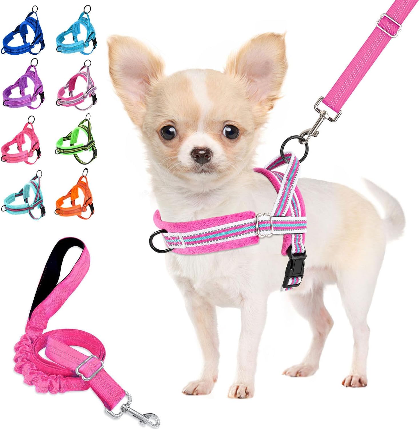 Lukovee No Pull Dog Harness and Leash Set, Soft Padded Small Dog Harness, Neck & Chest Adjustable Reflective Vest Puppy Harness with 4ft Lightweight Anti-Twist Dog Leash for Small Dogs (XS, Blue) - Image 13