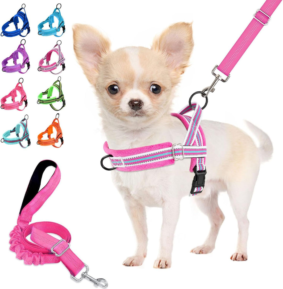 Lukovee No Pull Dog Harness and Leash Set, Soft Padded Small Dog Harness, Neck & Chest Adjustable Reflective Vest Puppy Harness with 4ft Lightweight Anti-Twist Dog Leash for Small Dogs (XS, Blue) - Image 13