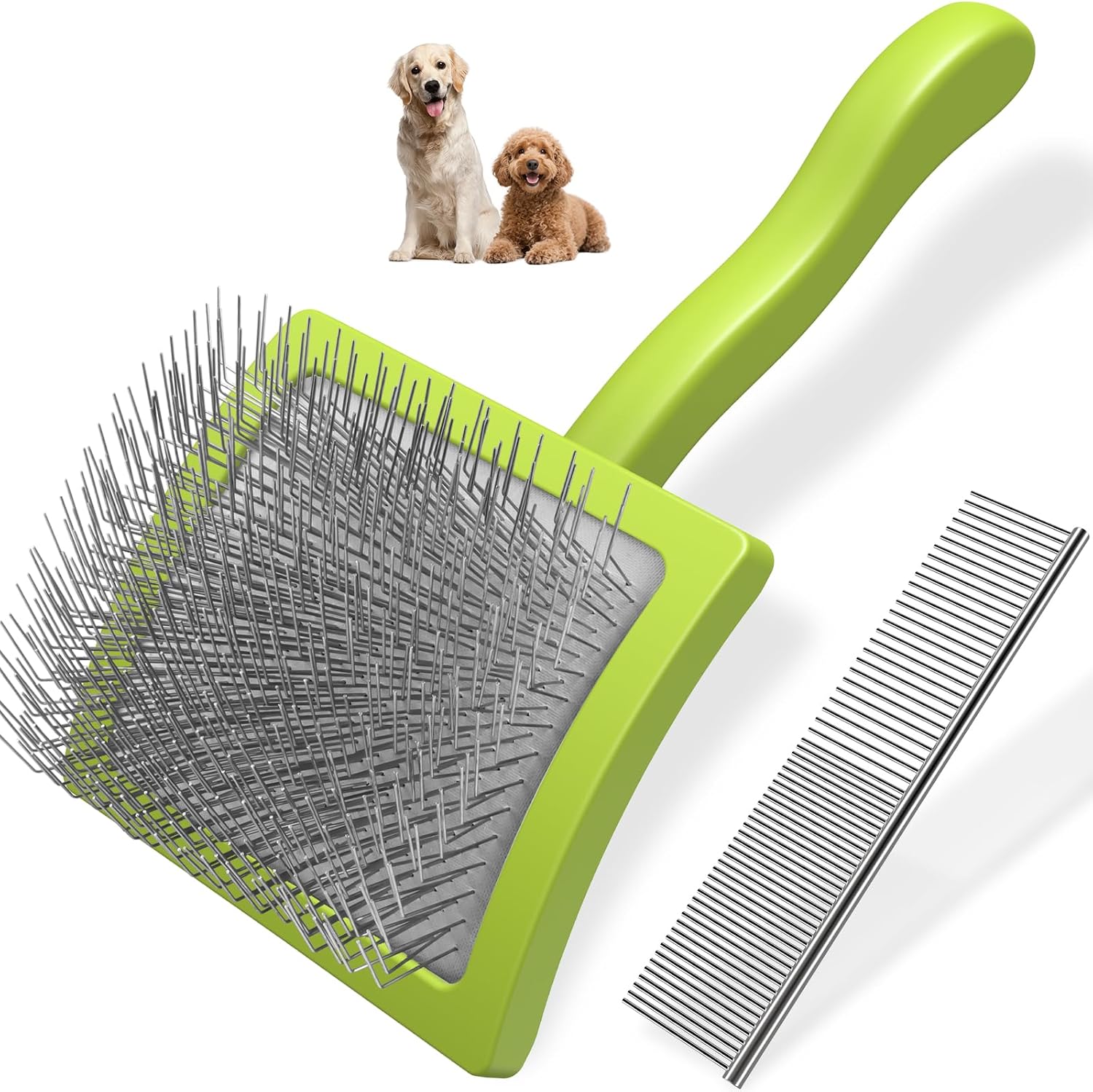 2PCS Slicker Brush for Dogs & Pet Comb,Professional Dog Grooming Brush (Goldendoodles,Poodles,Labradoodles) with Extra Long Pins to Effectively Remove Tangles, Knots and Mats (Blue, Large) - Image 9
