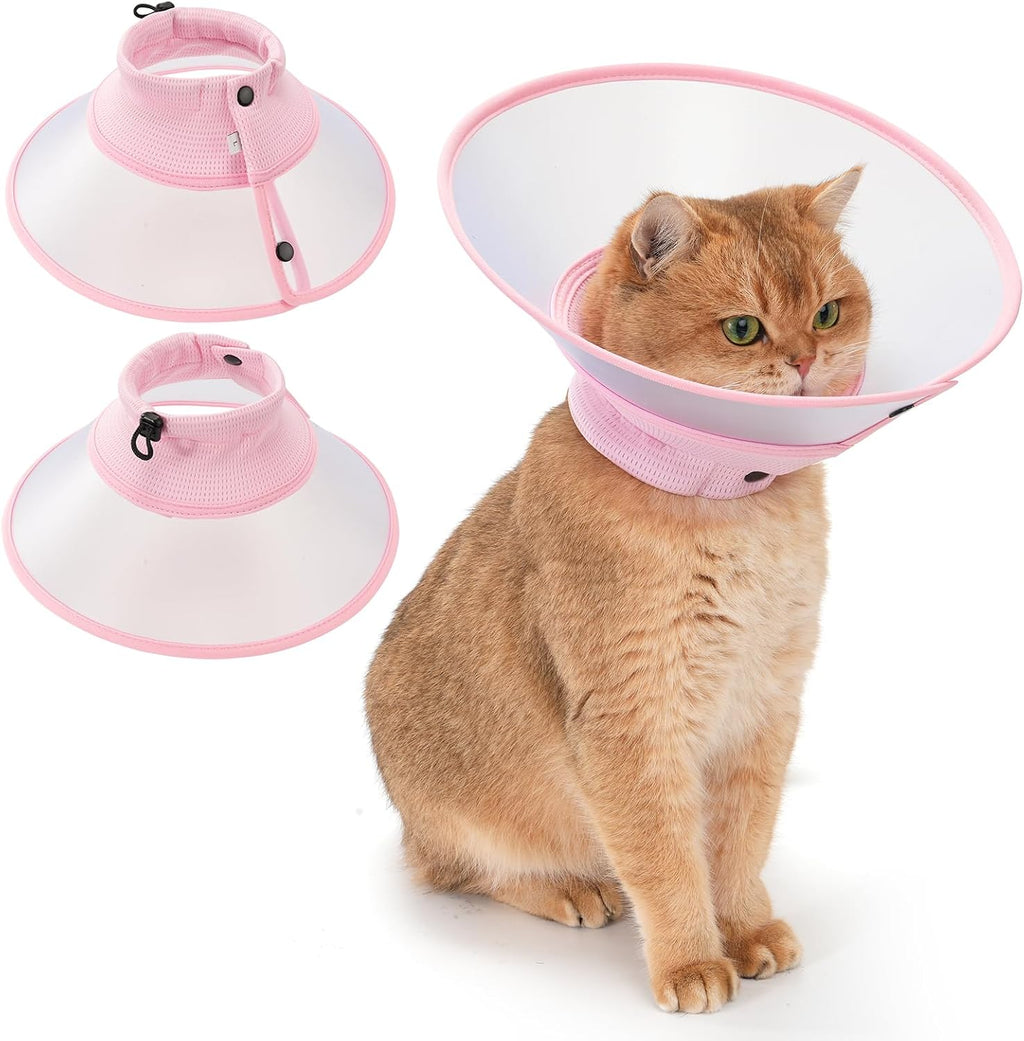 Avont adjustable cat cone collar pink medium front view on a white background