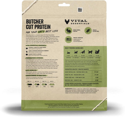 Vital Essentials grain free rabbit entree mini patties package close up