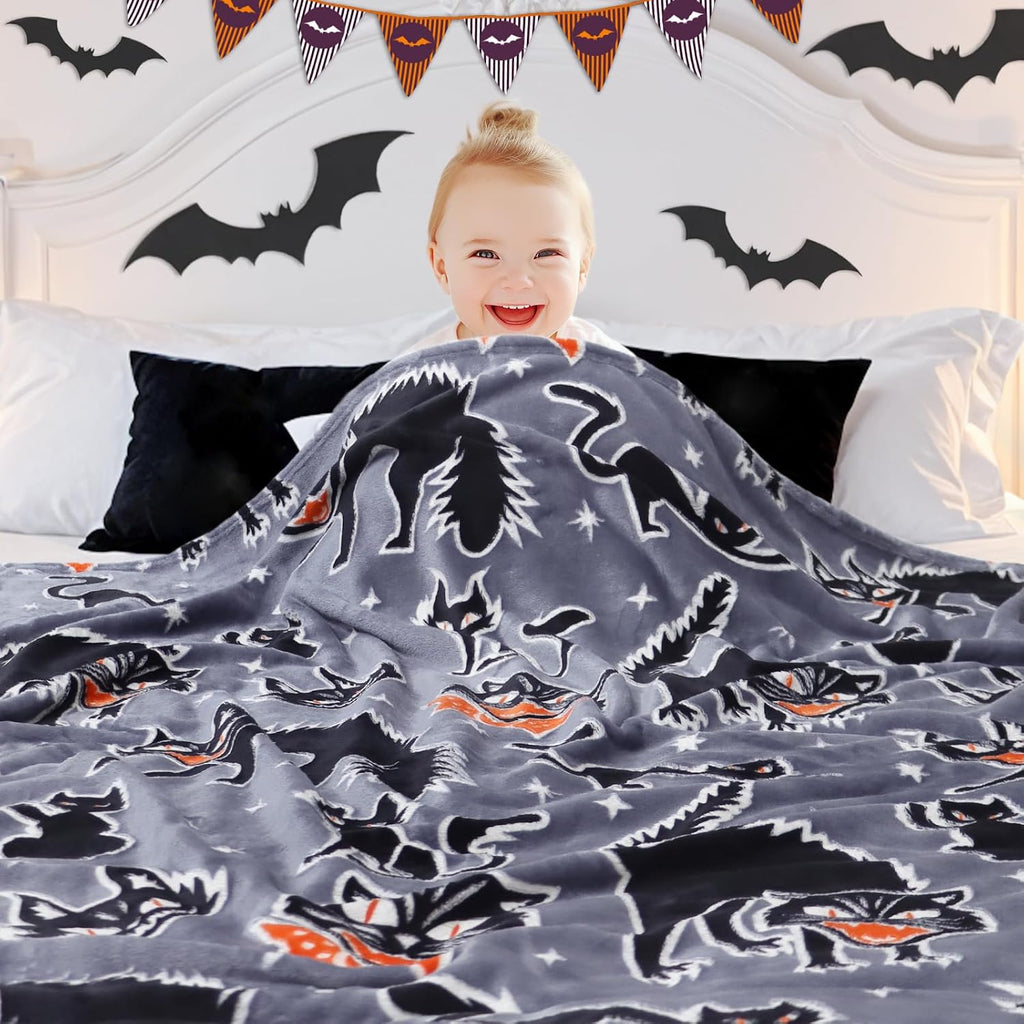 Close up view of the soft skin friendly material of the cat lovers throw blanket.