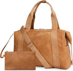 Miss Fong brown leather diaper bag front view
