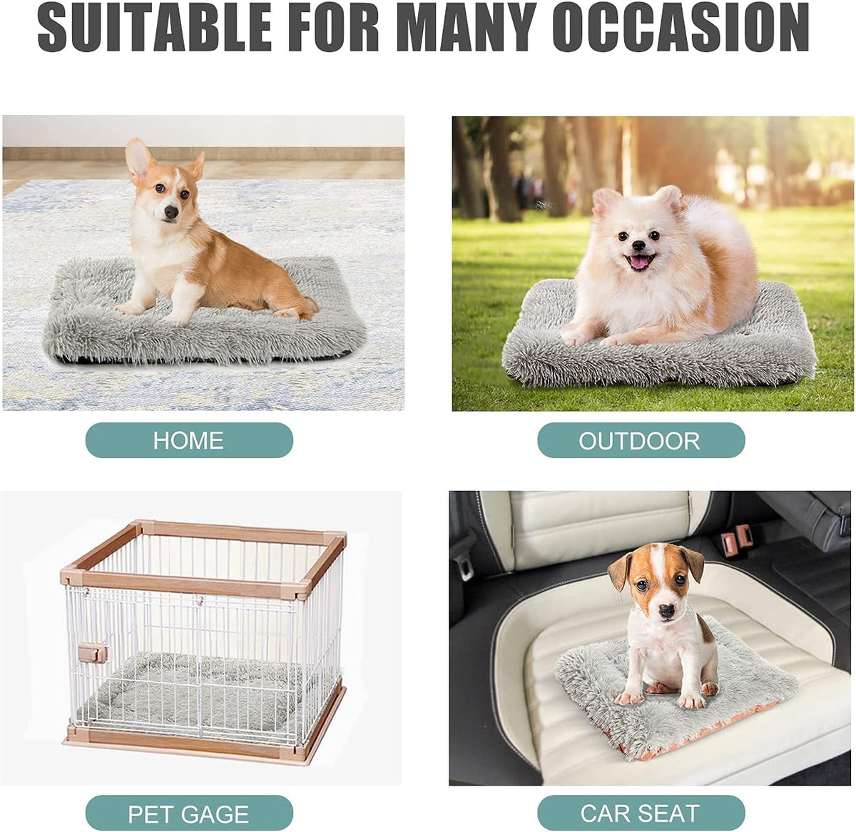 HDLKRR non electric heated pet bed placed inside an indoor dog crate for puppies