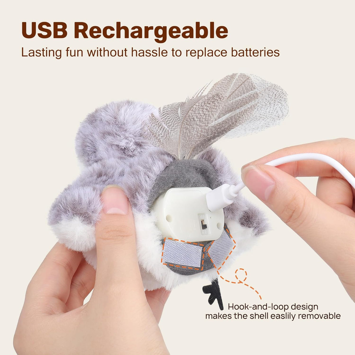 Potaroma interactive pet toy illustrating the internal catnip pouch pocket placement.