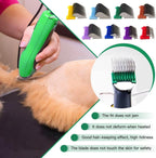 Full packaging view of the USA imported BESTBOMG professional animal grooming attachment set