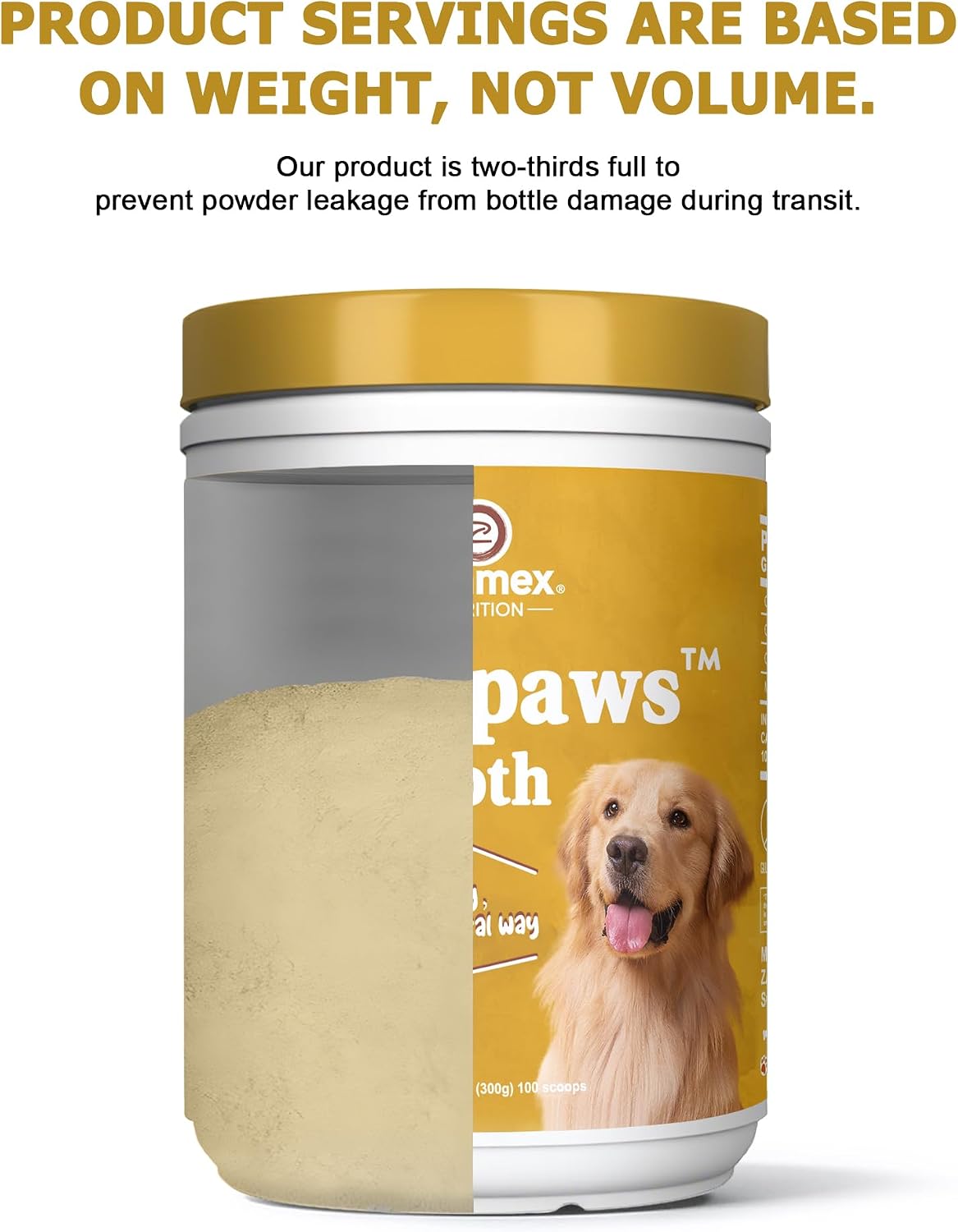 Zammex pasture raised beef bone broth 100 servings container for pet wellness
