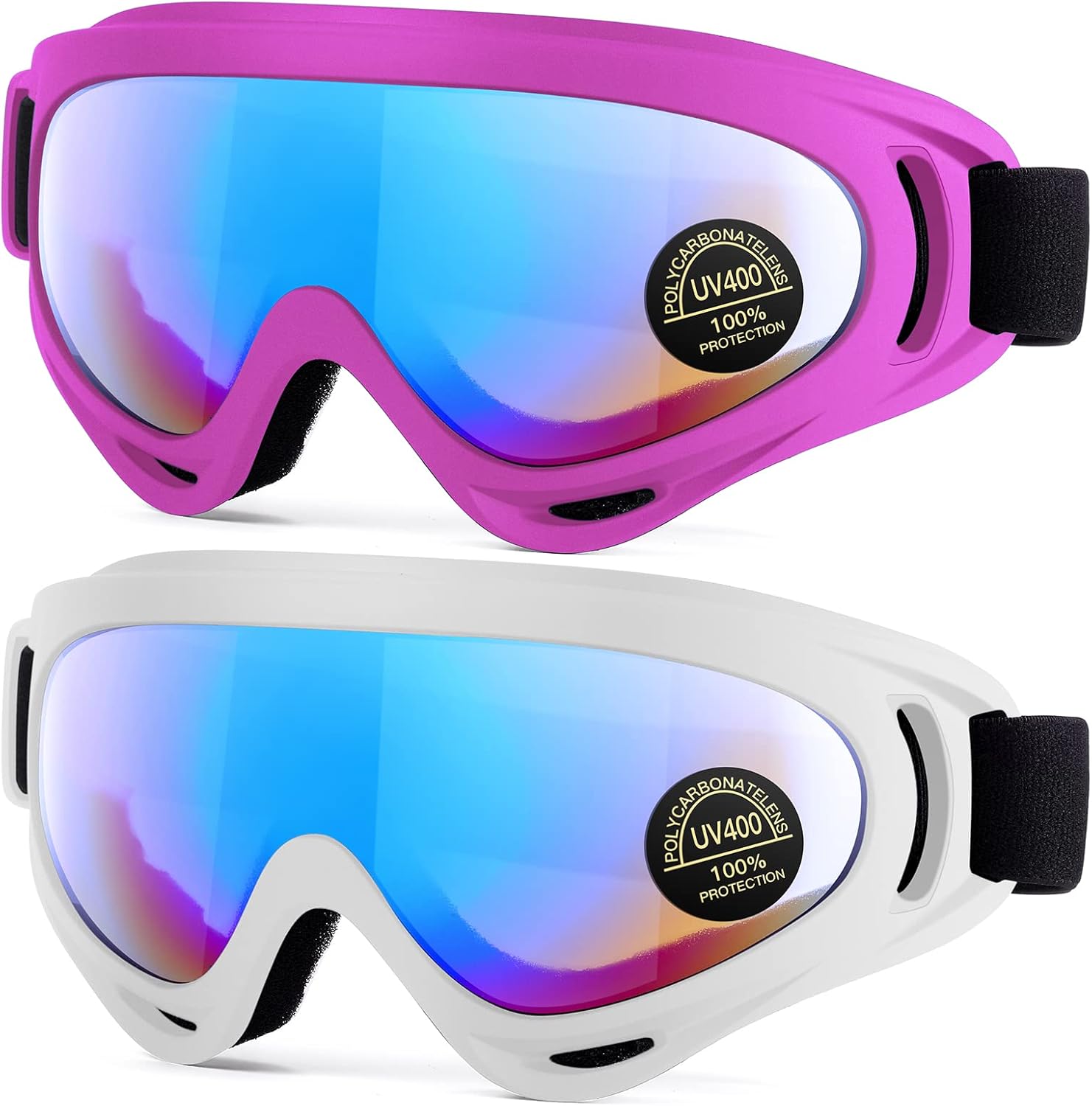 MAMBAOUT 2-Pack Snow Ski Goggles, Snowboard Goggles for Men, Women, Youth, Kids, Boys or Girls - Image 13
