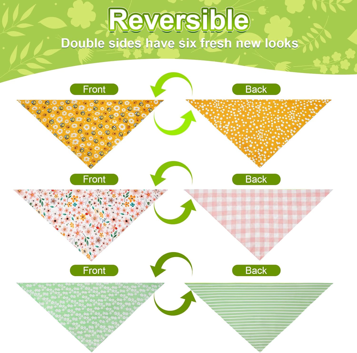 Agroon dog bandana set folded to show reversible sides
