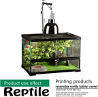 Included feeding tweezers and tongs bundled with reptile substrate mat