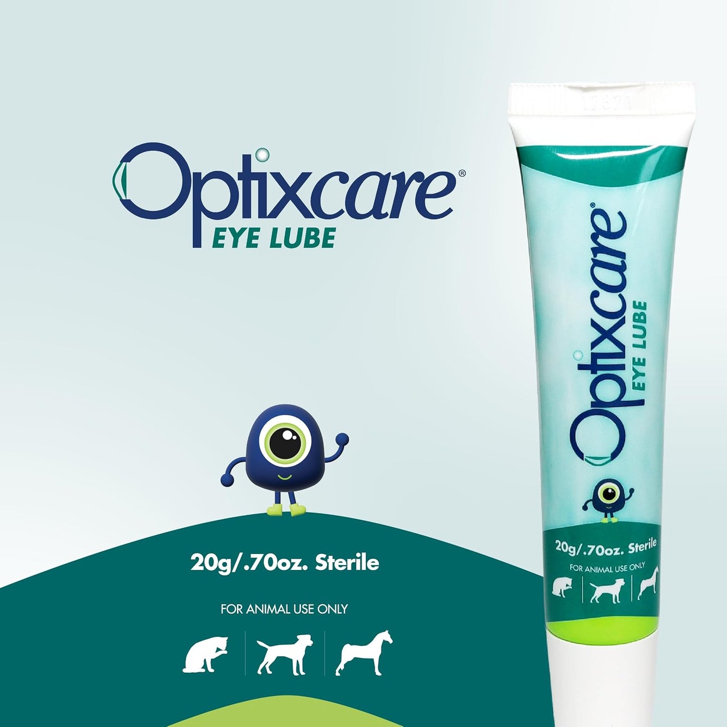 Optixcare ophthalmic gel 20 Grams tube for dogs and cats eye hydration.