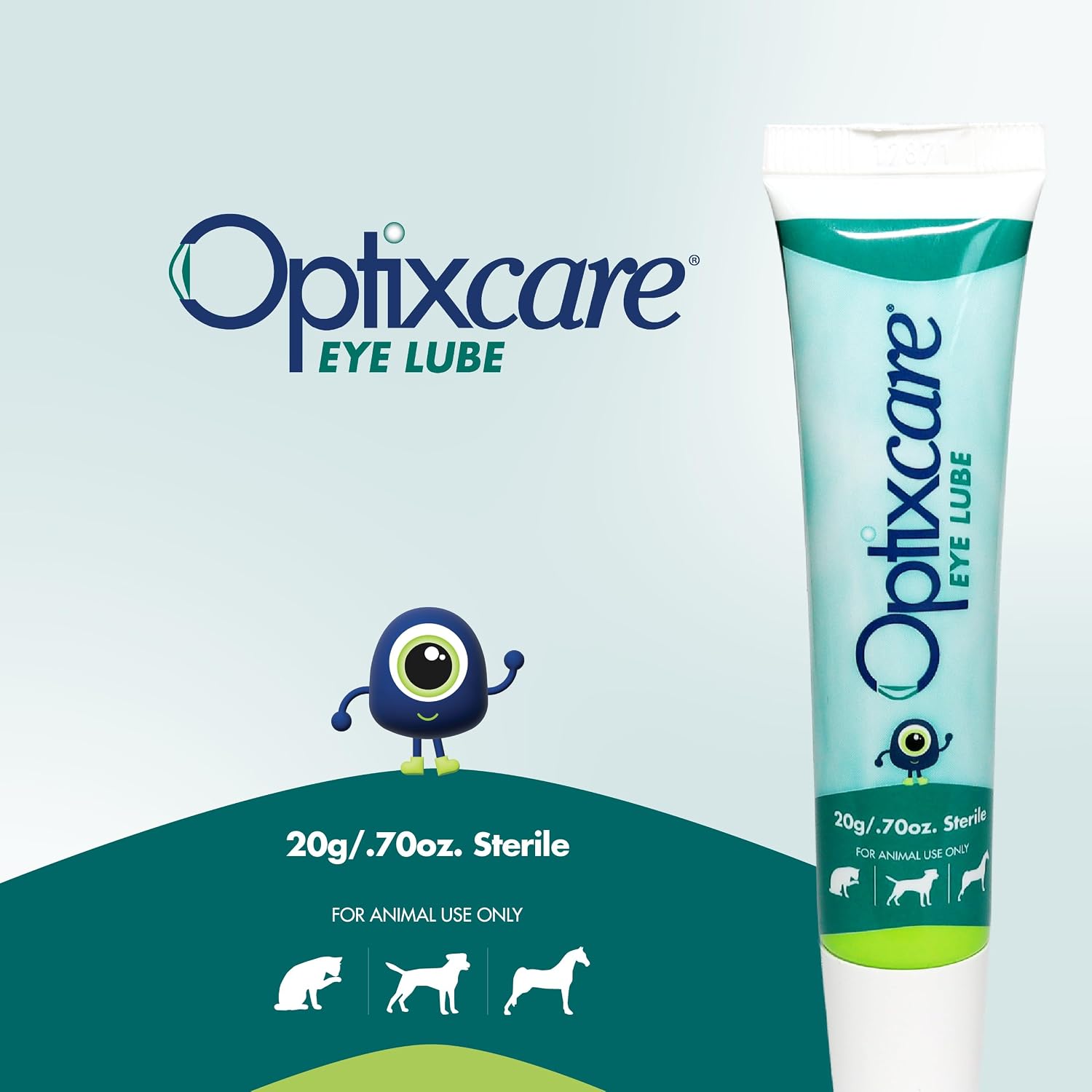 Optixcare ophthalmic gel 20 Grams tube for dogs and cats eye hydration.