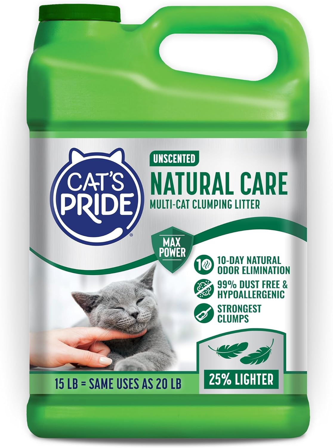 Cat's Pride Max Power: Total Odor Control - Up to 10 Days of Powerful Odor Control - Strong Clumping - Hypoallergenic - 99% Dust Free - Multi-Cat Litter, Unscented, 15 Pounds - Image 9