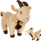 Twiddler Toys Screaming Goat plush desk toy front view showing the eleven inch soft body and cute neck bell.