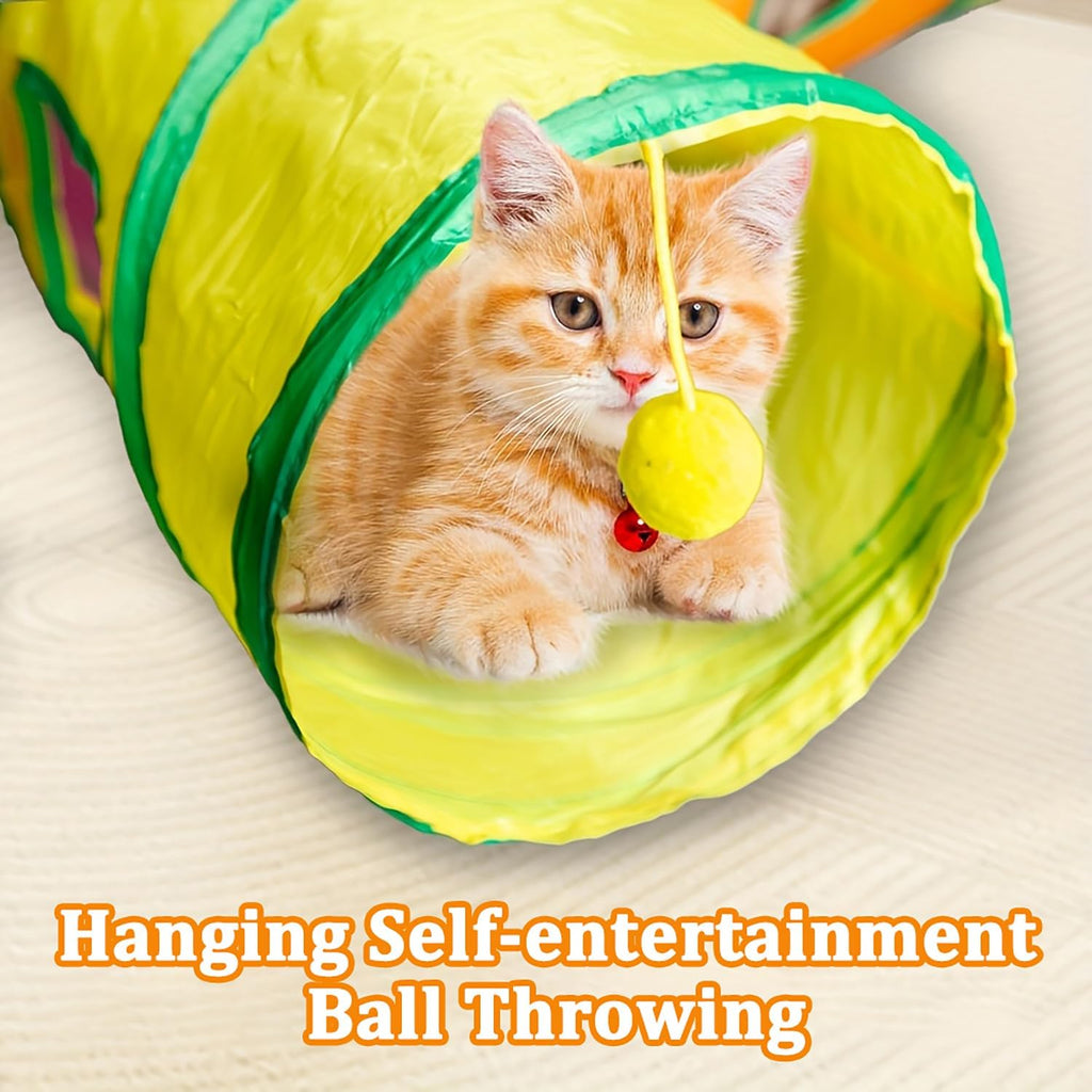 Durable tear-resistant polyester pet tunnel with built-in peek-a-boo hole for rabbits.