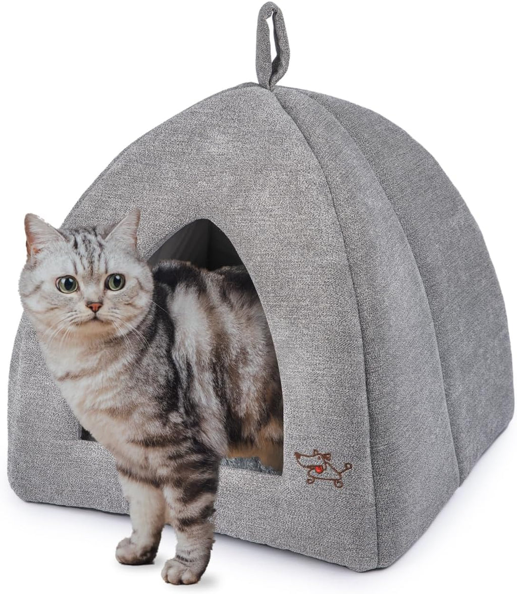 Top view of Best Pet Supplies gray covered cat bed