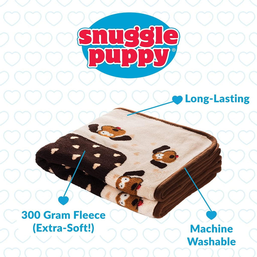 Snuggle Puppie cozy dog blanket laid flat showing double sided high quality fleece fabric