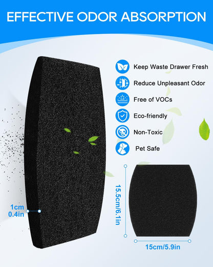 Pre-cut deodorizing cat litter tray filter liners close up view