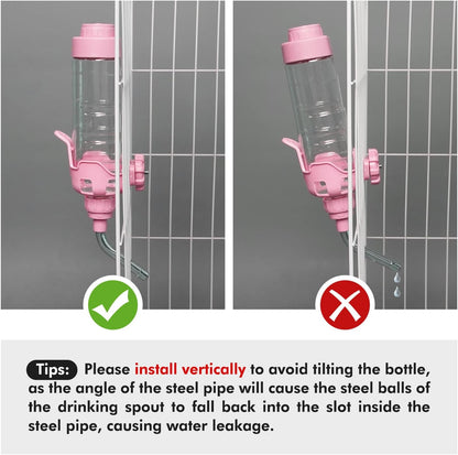 Vannon auto feeding crate water bottle showing top fill lid open for refilling.