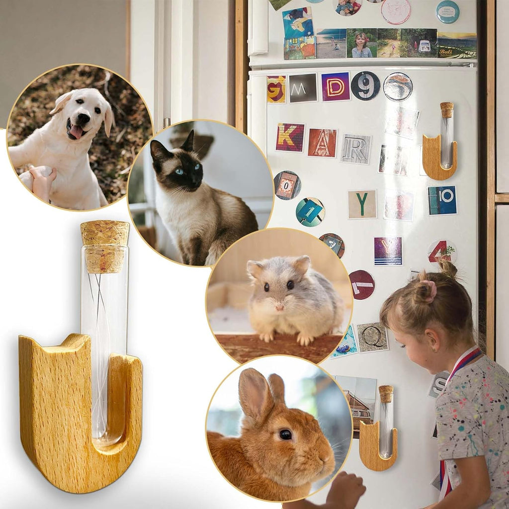 Atigrado cat whisker collector jar with sealed wooden lid close up view